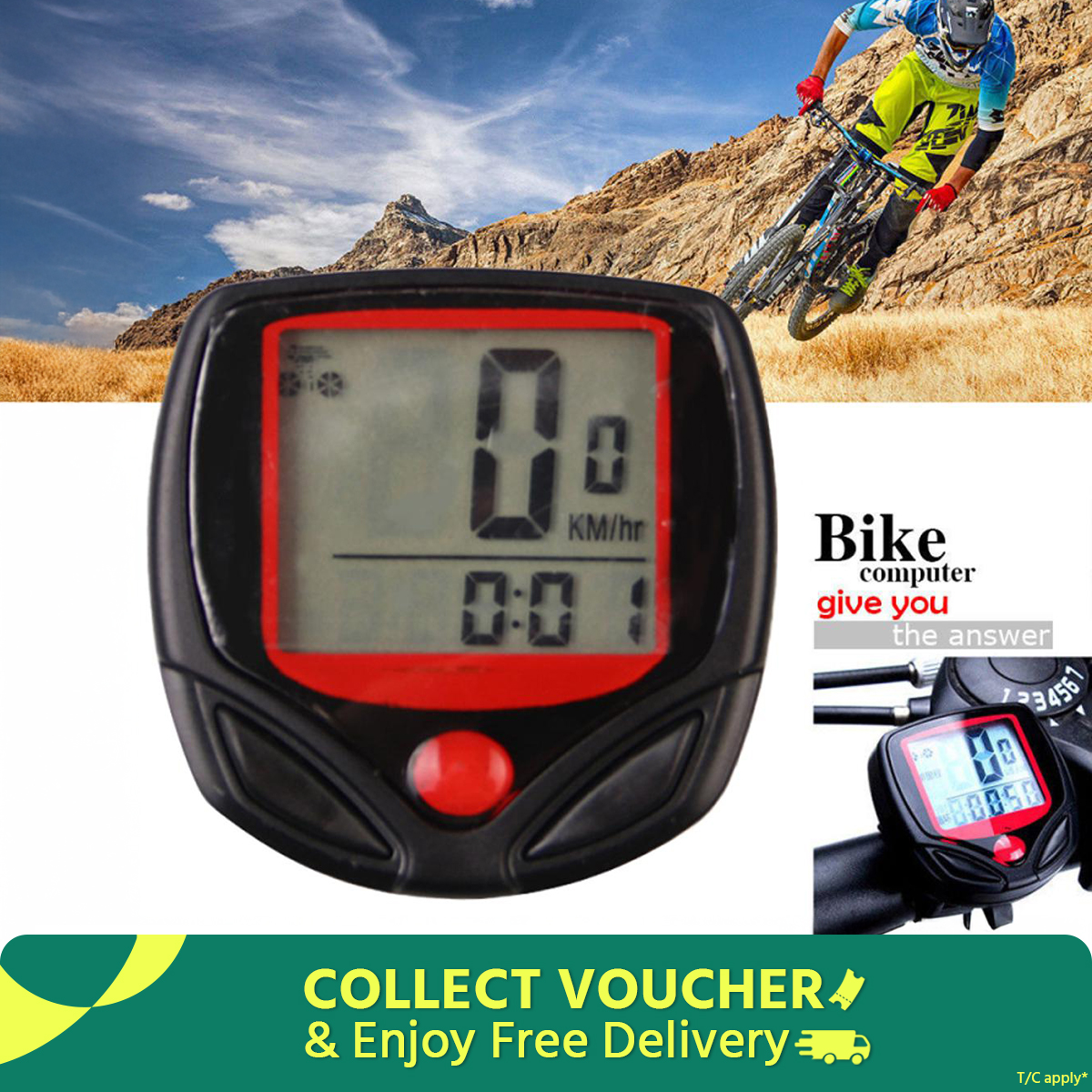 Waterproof 15 Function LCD Bike Bicycle Odometer Speedometer Cycling Speed Meter
