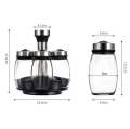 7pcs Spice Jar Set Rack Glass Organizer Rotating Glass Seasoning Sugar Pepper Bottles Salt Shakers Holder Kitchen Storage Rack. 