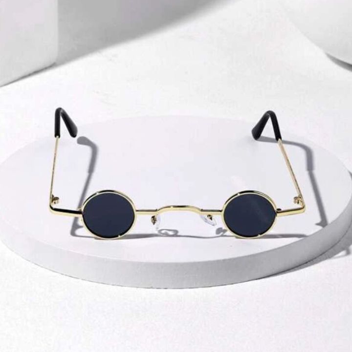 Vintage Rock Punk Man Sunglasses Classic Small Round Sunglasses Women Wide Bridge Metal Frame Black Lens Driving Eyewear