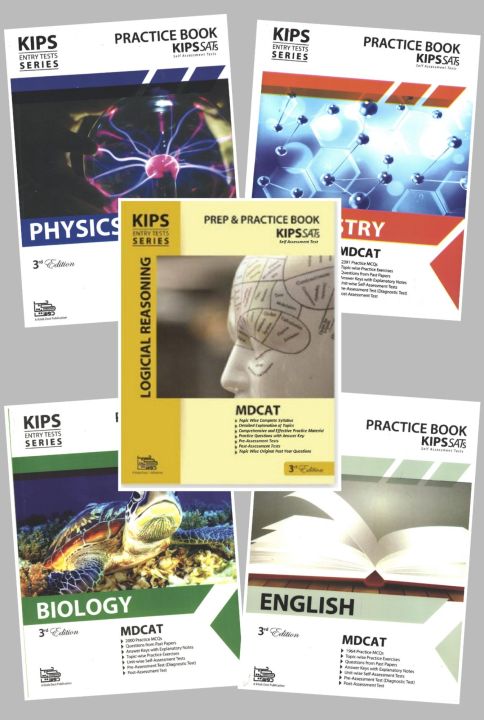 Set of 5 Practice books: Kips MDCAT Practice books set 2025 Edition / MDCAT books 2025 Kips  / Kips MDCAT Biology Practice, Kips MDCAT Physics Practice book,Kips MDCAT Chemistry Practice book,Kips MDCAT English Practice book 2025 Edition,Logical Reasoning