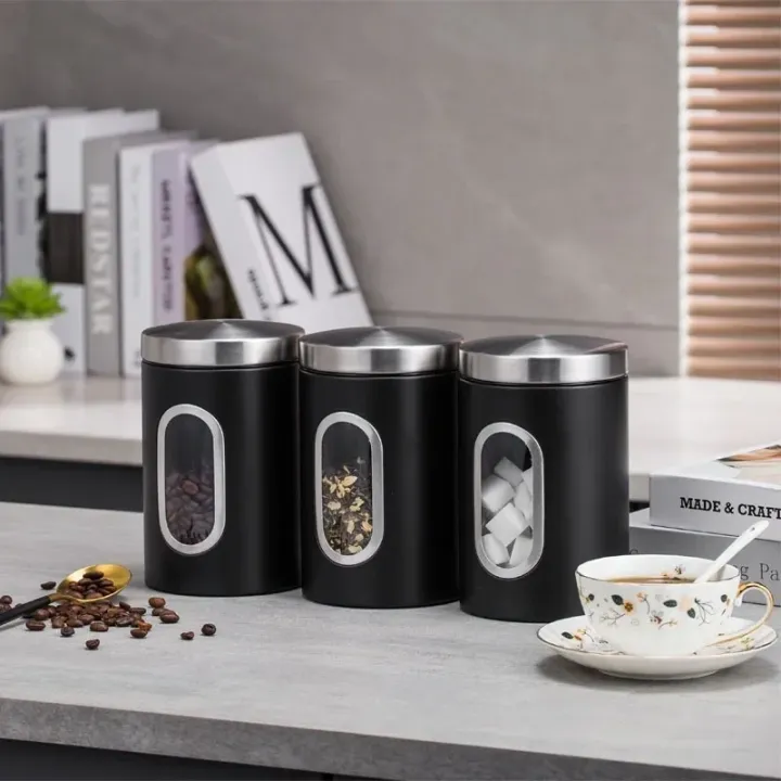1/3Pcs%20Coffee%20Canister%20Stainless%20Steel%20Food%20Storage%20Jars%20with%20Visual%20Window%20Kitchen%20Storage%20Coffee%20Bean%20Tea-leaf%20Sealed%20Cans%20-%20Image%203