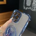 Luxury Butterfly Glitter Holder With Lens Film Phone Case For iPhone 11 12 13 14 15 16 17 Pro Max Plus Four Corner Anti Fall. 
