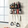 Metal Wire Bathroom Rack Bathroom Shelves Kitchen Storage Multipurpose Shelf and Shampoo Holder with 4 Hook Easy To Install Metal Shelf With Simple Drilling (Screws Are Not Included) (Color: Black). 