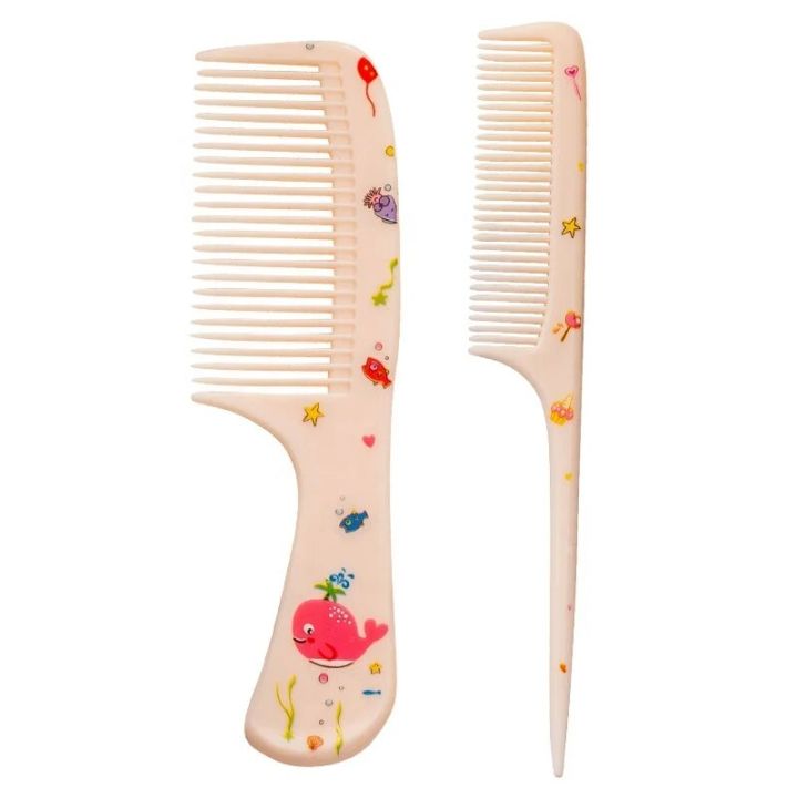 2Pcs Kids Hair Comb Set Cute Portable Anti-Static Plastic Hairdressing Comb For Girls Hair Comb Cartoon Baby Chil