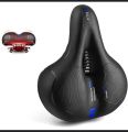 active zone Bike saddle Seat, Replacement Wide Saddle Bicycle with Waterproof Memory Foam Padded Leather, Reflective Strip Seat Cushion and Dual Shock Absorbing Rubber Balls, Universal Fit Bike Saddle for Exercise & Outdoor Bicycles. 