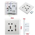 AC 110-250V 13A USB Wall Socket Universal Wall Socket Panel With 2 USB Port Plug Charger Switch Power Outlet. 