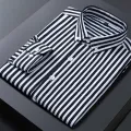 Men's Striped Shirts Formale Casual Printed Plaid Shirt Long Sleeve Slim Fit Botton Down Male Office Business Dress Shirt M-5XL. 