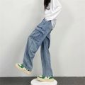 Baggy Straight Men's Cargo Jeans Fashion Streetwear Hip Hop Wide Pants Harajuku Y2K High Street Korean Male Denim Trousers. 