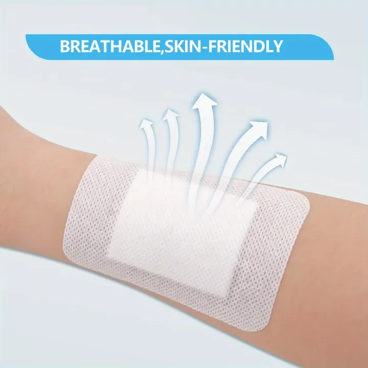 50pcs%20Large%20Size%20Hypoallergenic%20Non-woven%20Medical%20Adhesive%20Wound%20Dressing%20Band%20Aid%20Bandage%20Large%20Wound%20First%20Aid%206*7cm%20-%20Image%202