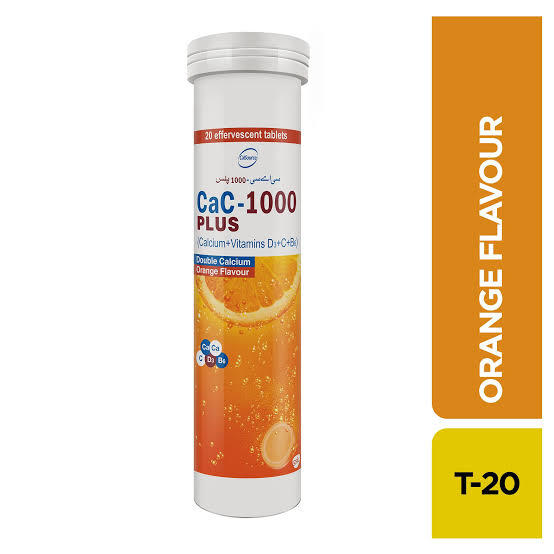 CAC 1000 Plus 20 Capsules – Calcium & Vitamin Supplement | CAC 1000 Plus Calcium Mango, Orange & Sugar-Free