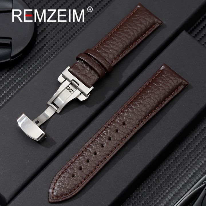 Litchi%20Grain%20Strap%2018/20/22mm%20Watch%20Accessories%20Genuine%20Soft%20Leather%20Wristwatch%20Band%20With%20Butterfly%20Buckle%20-%20Image%207