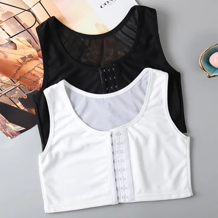 Women's%20Breathable%20Chest%20Breast%20Binder%20Wireless%20Chest%20Wrap%20Bandage%20Thin%20Short%20Vest%20Underwear%20Les%20Buckle%20Tomboy%20Bra%20-%20Image%202