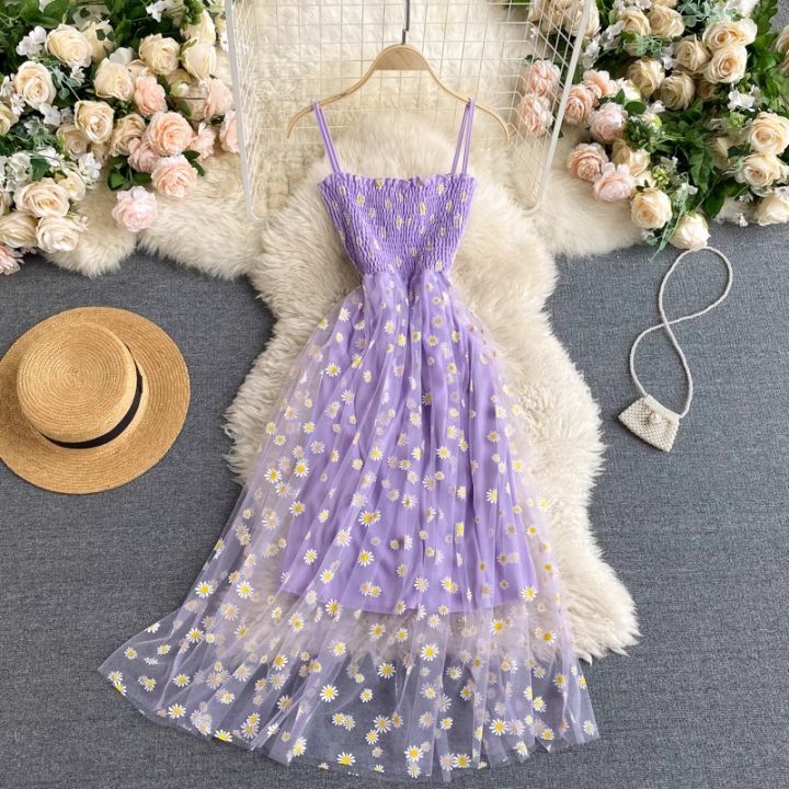 YuooMuoo%20Women%20Dress%202026%20New%20Korean%20Fashion%20Floral%20Print%20Spaghetti%20Straps%20Mesh%20Party%20Dress%20Vacation%20Style%20Lady%20Beach%20Vestidos%20-%20Image%203