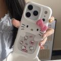 Glitter Laser Love Heart Hello Kitty Phone Case For iPhone 17 16 15 14 Pro Max Shockproof Bumper Protection Hard Back Cover Caps. 