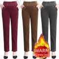 Thin & Plush Thick Casual Pants Fleece Pencil Pants Women's Corduroy Warm High Waist Pants Autumn Winter Leggings Pants Trousers.