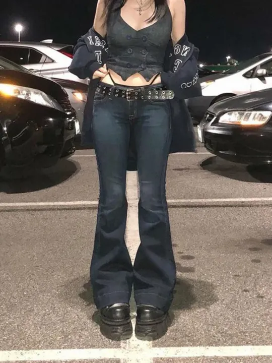 Kalevest%20Y2K%20High%20Street%20Low%20Rise%20Jeans%20Blue%20Women%20Pants%20Bootcut%20%20Pockets%20Jeans%20Streetwear%20Low%20Waist%20Jeans%20Wide%20Leg%20Pants%20-%20Image%204
