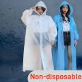 Fashion PEVA Women Man Raincoat Thickened Waterproof Rain Poncho Coat Adult Clear Transparent Camping Hoodie Rainwear Suit.