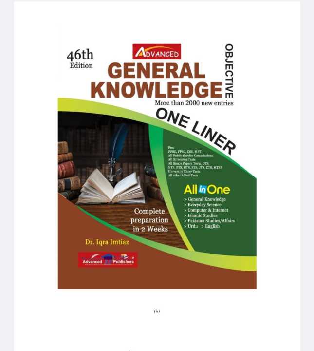 Advanced Objective General Knowledge One Liner by Dr Iqra Imtiaz