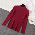 ZOKI Autumn Women Pullover Sweater Fashion Half Turtleneck Knitted Female Jumper Long Sleeve Winter Black Soft Elastic Blouse. 