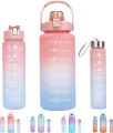 Best Quality Set of 3 Plastic Water Bottles (1900ml/850ml/280ml) with Motivational Time Marker, Leakproof Durable Non-Toxic Sipper Water bottle for office, School Gallon Water bottle for gym (Multi, As per color availability). 