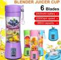 USB Rechargeable Juicer Blender  mixer 6 Blades  380 ml Electric Blender Mini Portable machine. 