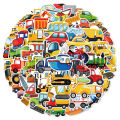 60 Pcs Cartoon Engineering Vehicle Transportation Sticker Helmet Decoration Waterproof Sticker. 