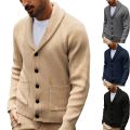2025 Men's New Knitted Sweater Cardigan Long-sleeved Button-down Collar Pocket Sweater Men's Casual Winter Sweater. 