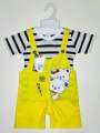 Cute Baby Romper Set 6 Months – 3 Years | White & Black Striped T-Shirt + Black , Red , Yellow , Orange , Turquoise Romper with Bear Print | Infant Outfit for Daily Wear, Birthday, Party & Outdoor.