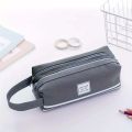Double Layer Portable Pencil Case Oxford Cloth Double Zipper Pencil Bag for Students Back To School Storage Stationery Supply.