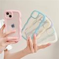 Cute Transparent Curly Wave Case for iPhone 11 12 13 14 Pro Max 7 8 Plus X XR XS SE 2020 2022 Shockproof Bumper Cover Aesthetic. 