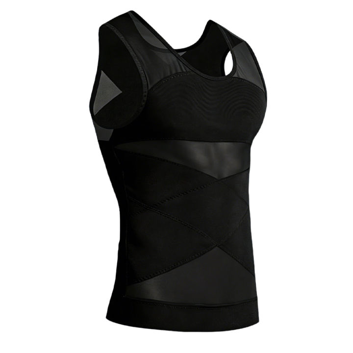 Men's Chest compression shirt to hide gynecomastia moobs slim chest slim belly tank top for Summer