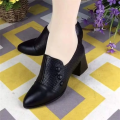 Botas Femininas Women Cute Black Patent Leather Comfort Slip on Ankle Heel Boots Lady Cool Spring Autumn Elegant Heel Shoes A242. 