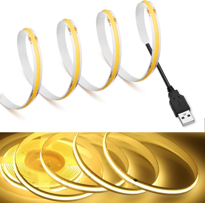 Usb Led Rope USB COB Strip DC 5V 320Leds/M Pink/Red/White/Blue/Yellow Cabinet Light ...