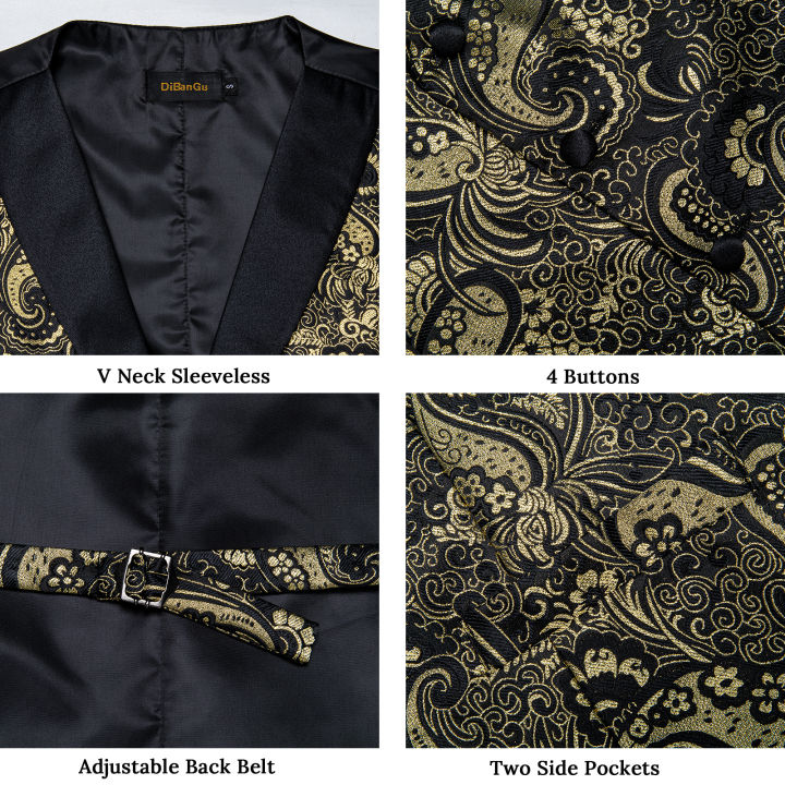 Men's%20Paisley%20%20Suit%20Vest%20with%20Macthing%20Golden%20Paisley%20Neck%20Tie%20Handkerchief%20Cufflinks%20Wedding%20Prom%20Tuxedo%20Waistcoat%20-%20Image%205