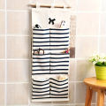 1Pc Linen Hanging Storage Bag Organizer with Multi Pockets, Wall Mounted Versatile Organizing Closet Storage Room Organizer. 