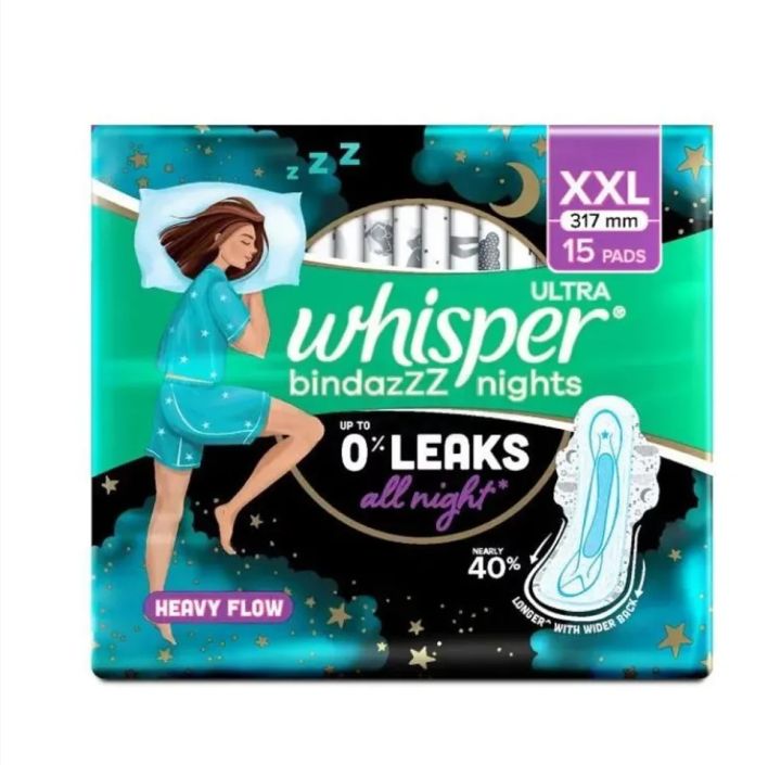 Whisper Ultra Bindazzz Nights XXL 317mm for Heavy Flow 15pcs