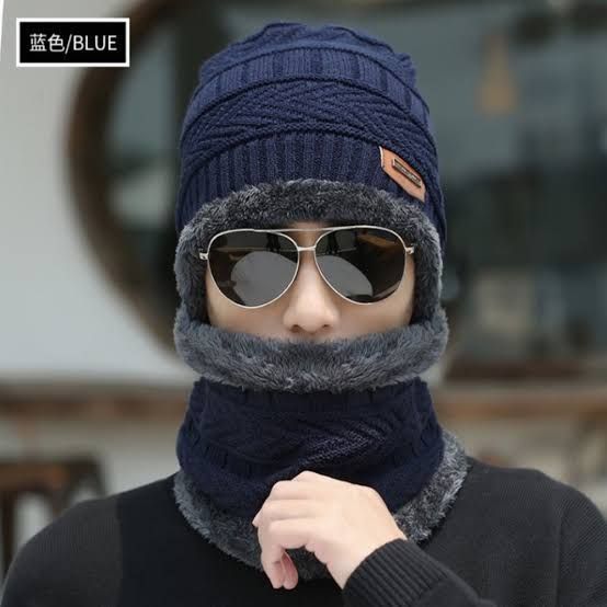 Winter Cap and neck for boys /Winter can with neck warmer for men I 2 piece Beanie Cap + Neck/hat