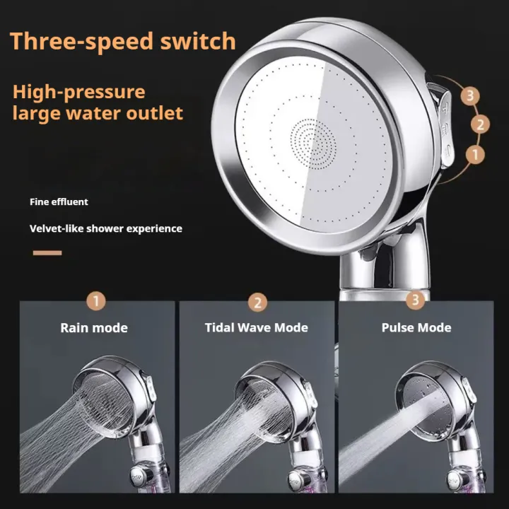 1Pc%203%20Modes%20Turbocharged%20Shower%20Head%20Adjustable%20High%20Pressure%20Water%20Saving%20Handheld%20Showerhead%20Massage%20Filter%20Rainfall%20Nozzle%20-%20Image%205