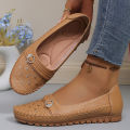 goreyodoly Women Comfortable Slip-On Loafers, Lightweight Breathable Wide Fit Flats with Embroidery & Rhinestone Buckle.