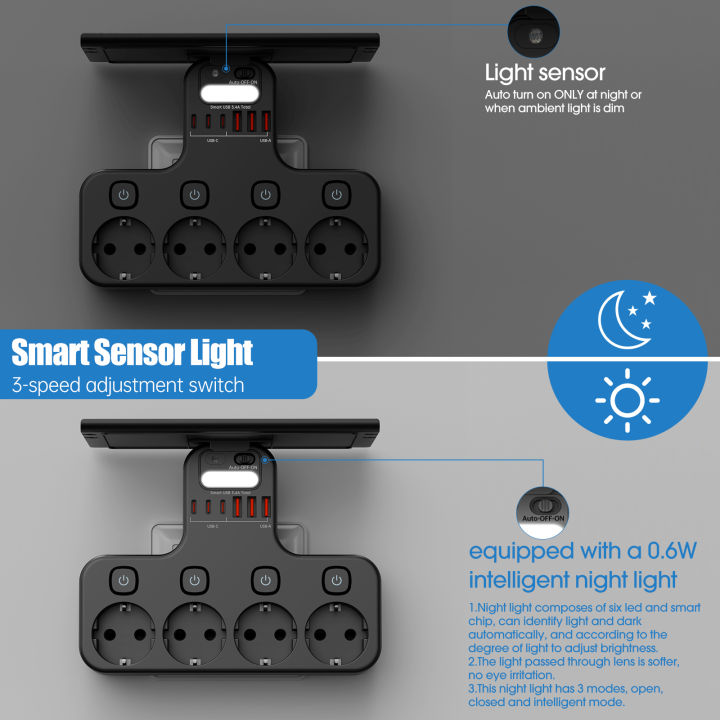 T%20Shape%20EU%20Plug%20Wall%20Power%20Strip%20Independent%20Switches%20Wall%20Mounted%20Socket%20Detachable%20Storage%20Tray%20Light%20Sensor%20Night%20Light%203%20USB%20-%20Image%207