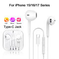 TypeC Earphones For iPhone 17 Air 16 15 14 13 12 11 Pro Max iPad Wired Earbuds 3.5mm Tablet Laptops Headphones Phone Accessories.