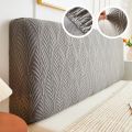 1pc Jacquard Bed Headboard Cover Solid Color Elastic Bed Head Slipcover Leaves Printed All-inclusive Bed Backrest Cover Bedroom. 