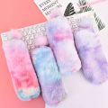 Pencil Case Pouch Plush Fluffy Faux Fur Korean Cute Kawaii School Stationery Makeup Pouch Rabbit Fur Ball Rainbow. 