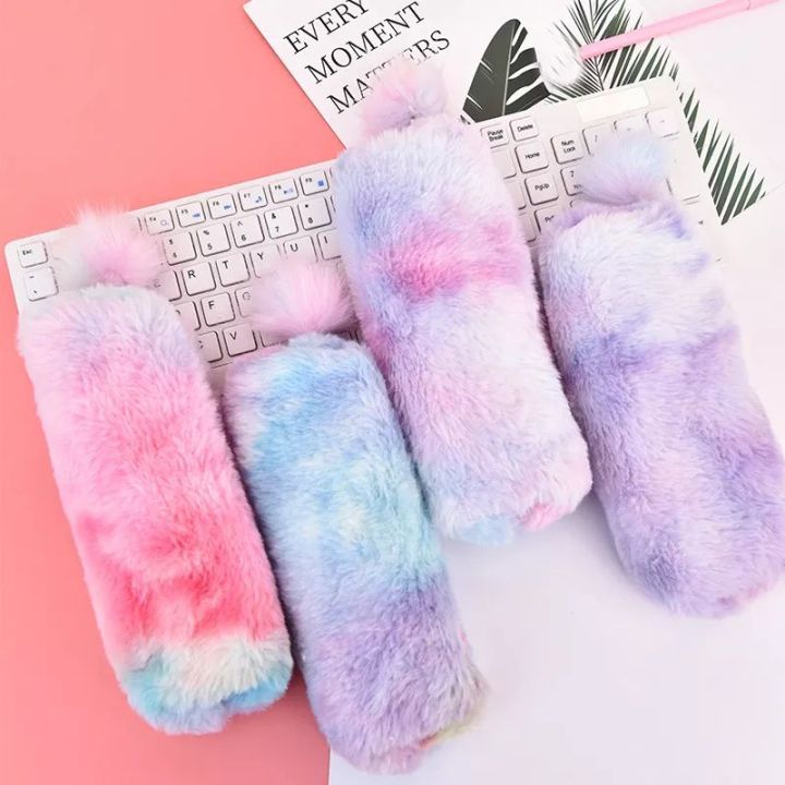 Pencil%20Case%20Pouch%20Plush%20Fluffy%20Faux%20Fur%20Korean%20Cute%20Kawaii%20School%20Stationery%20Makeup%20Pouch%20Rabbit%20Fur%20Ball%20Rainbow%20-%20Image%208
