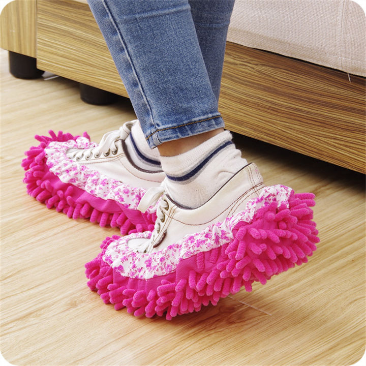 Chenille Dust Mop Slippers Home Floor Cleaning Lazy Mopping Shoes Detachable Washable Floor Slipper SetsMultiFunction Cleaning
