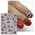 3pcs Christmas glitter embossed cute cartoon stickers, gifts, DIY, party makeup styling, art stickers, easy to apply nail. 