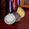 3 Pcs Set Metal Award Medals with Neck Ribbon Gold Silver Bronze  Style for Sports Academics or Any Competition Diameter 5.1cm. 