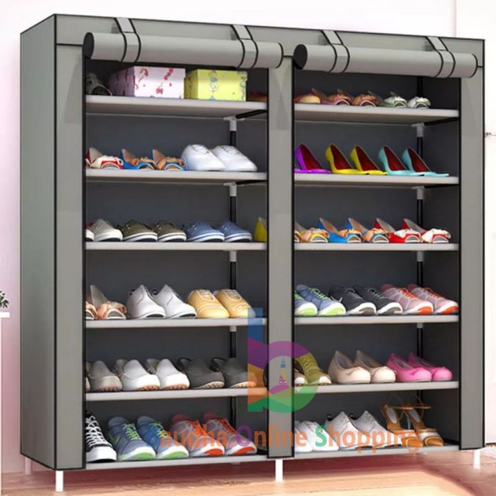 Folding%20Shoe%20Rack%2012%20Layers%20Double%20Door%20-%20Image%203
