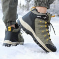 Winter Men's Boots Warm Plush Men's Snow Boots High Quality Winter Non-Slip Sneakers Outdoor Men's Hiking Ankle Boots Work Shoes. 