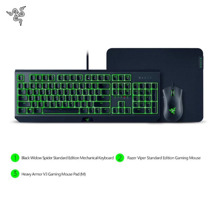 Razer Black Widow Mechanical Keyboard Viper Gaming Mouse Green Backlit ...